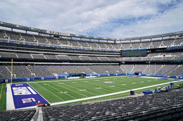 The cavernous MetLife Stadium has empty stands